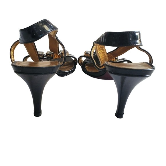 Amalfi Glossy Black Heels with Sparkling Gems - Picture 4 of 16